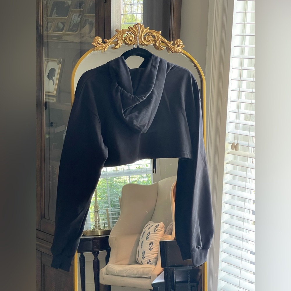 Chiara Ferragni NWT Black Cropped Hoodie with Flirting Beaded Wink Detail - Picture 9 of 14